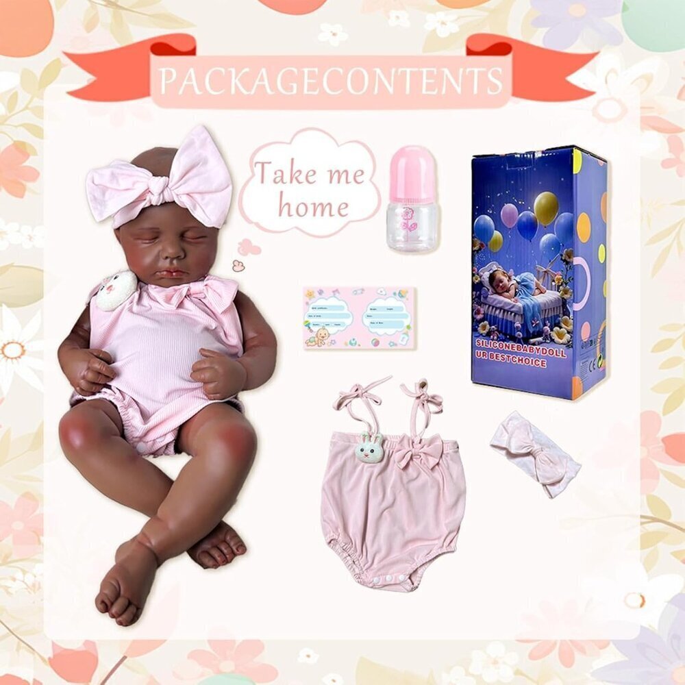 🆕18.5 inch Full Body Silicone Sleeping Tan Baby Girl Realistic Body Reborn Baby - Picture 8 of 11